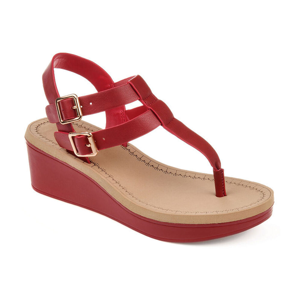 Journee Collection Women's Bianca Double Buckle Platform Wedge Sandals